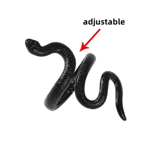 NEW Black Snake Statement Adjustable Ring Costume Jewelry - Picture 4 of 5